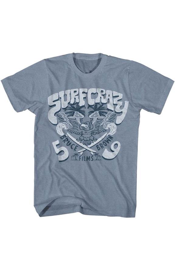Bruce Brown Films Surf Crazy Indigo Heather Adult T-Shirt