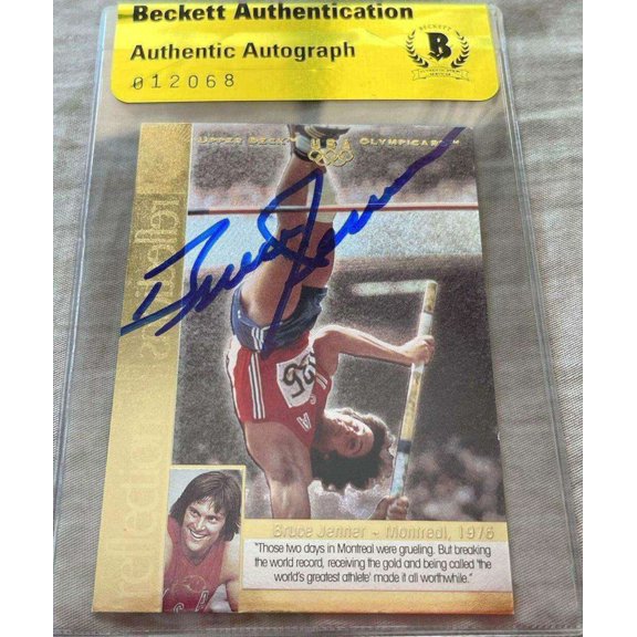 Bruce Jenner autographed U.S. Olympic 1996 Upper Deck Reflections of Gold insert card BAS