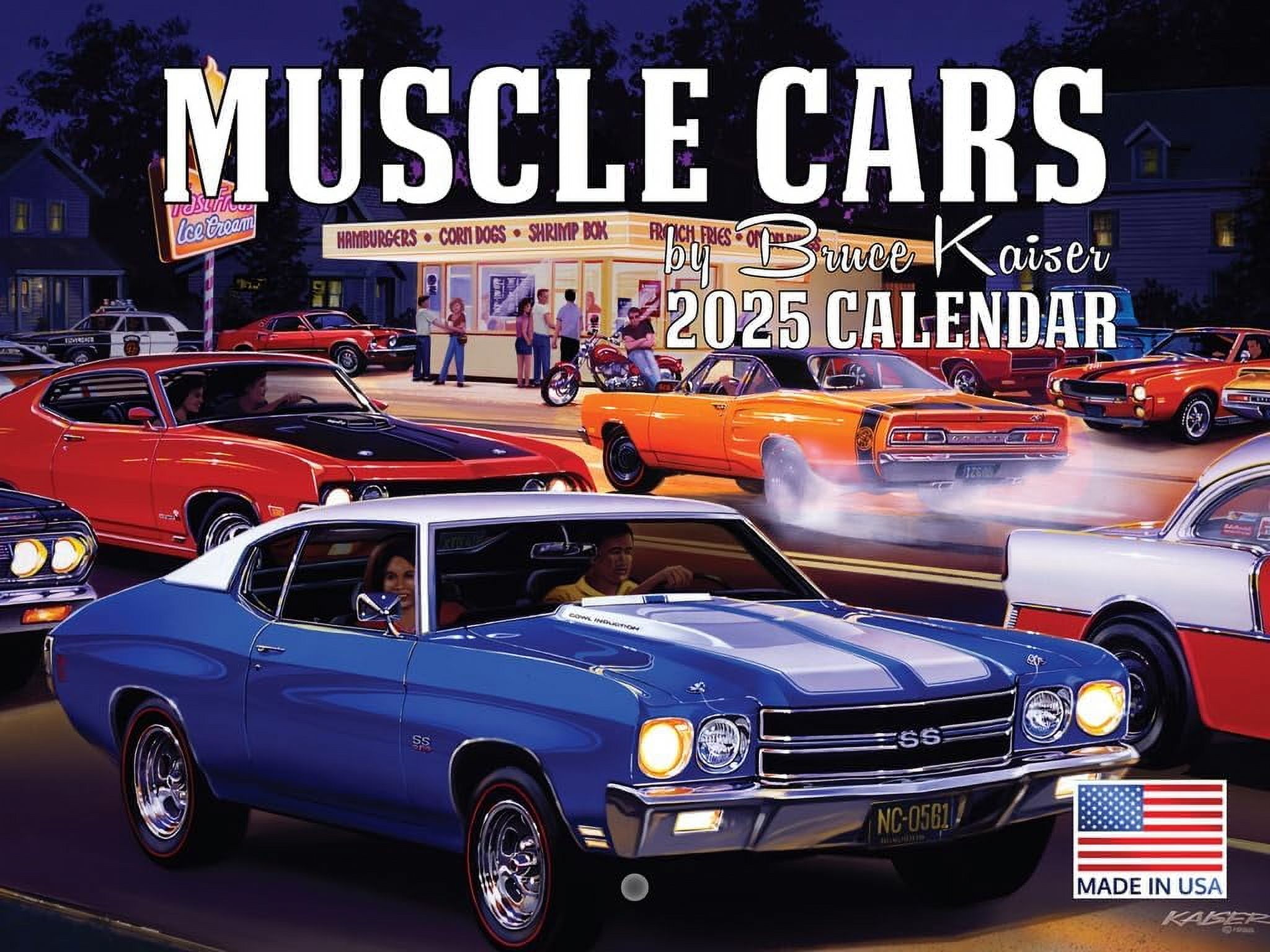 Bruce Kaiser Classic Muscle Car Calendar 2025 Made In The USA