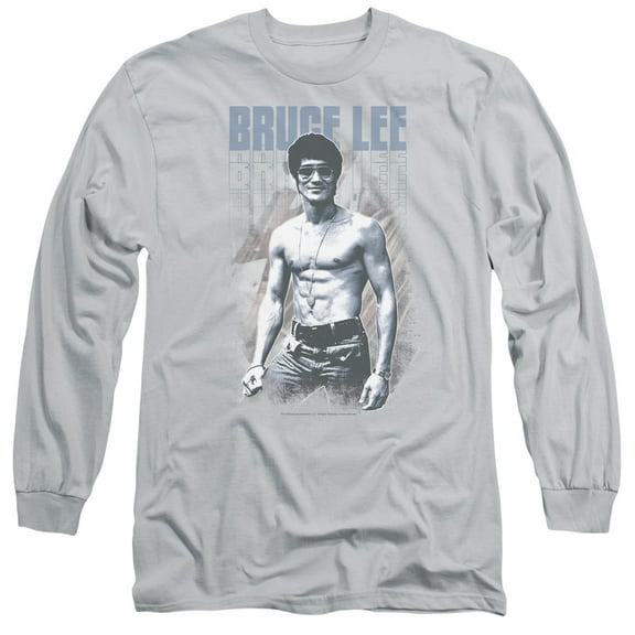 Bruce Lee Blue Jean Lee Long Sleeve T-Shirt Adult 18/1 Silver