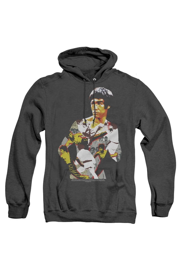Bruce Lee Body Of Action Adult Heather Hoodie Sweatshirt Black
