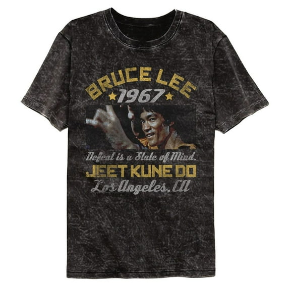 Bruce Lee Box Smirk Mineral Wash Black Adult T-Shirt