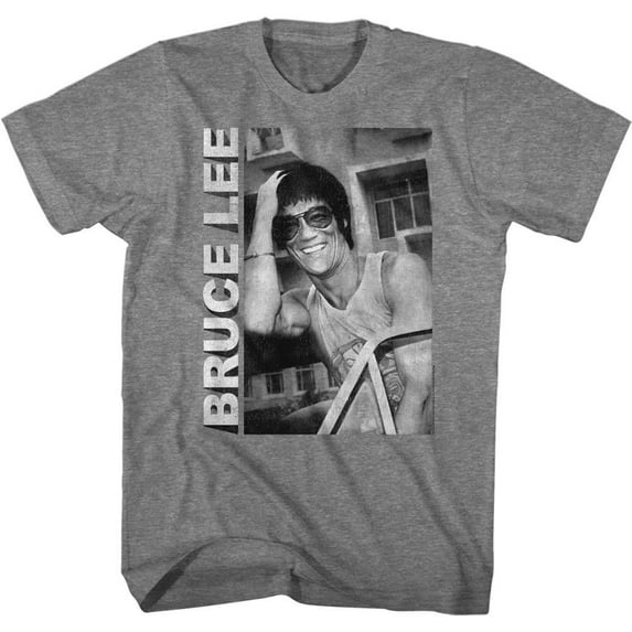 Bruce Lee Casual Smiling 2 Graphite Heather T-Shirt