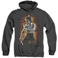 thumbnail image 1 of Bruce Lee Dragon Fire Adult Heather Hoodie Sweatshirt Black, 1 of 1