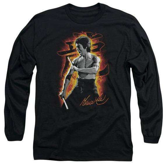 Bruce Lee Men's Dragon Fire Long Sleeve Large Black