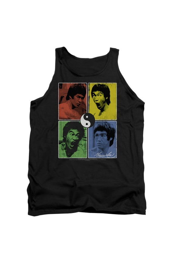 Bruce Lee Enter Color Block Adult Tank Top Black