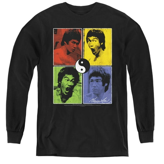 Bruce Lee Enter Color Block Youth Long Sleeve T-Shirt Tee Black