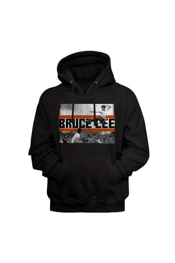Bruce Lee Fly Kick Black Adult Pullover Hoodie Sweatshirt