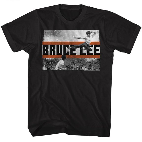 Bruce Lee Fly Kick Black Adult T-Shirt 2Xlt