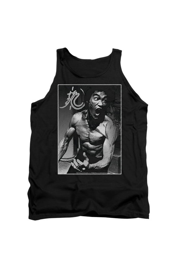 Bruce Lee Focused Rage Adult Tank Top Black