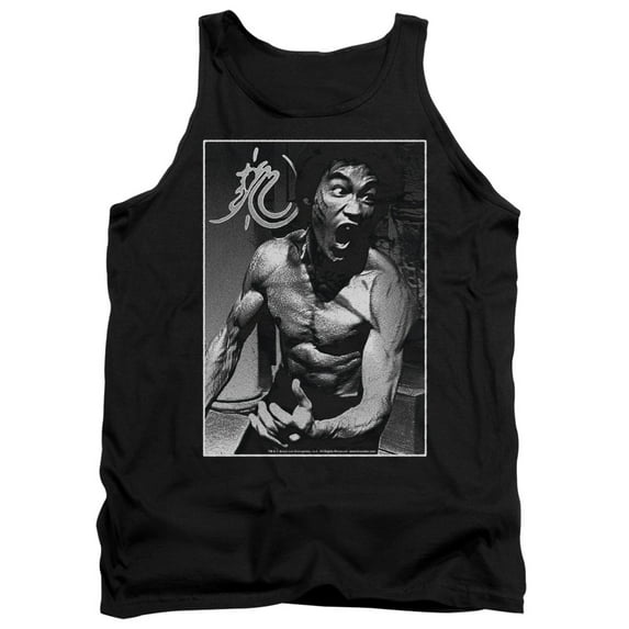 Bruce Lee Focused Rage Adult Tank Top Black