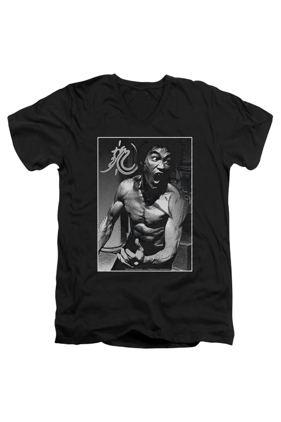 Bruce Lee - Focused Rage - Slim Fit V Neck Shirt - Large