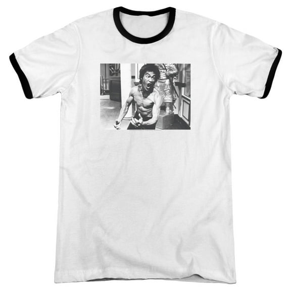 Bruce Lee Full Of Fury Adult Ringer White Black