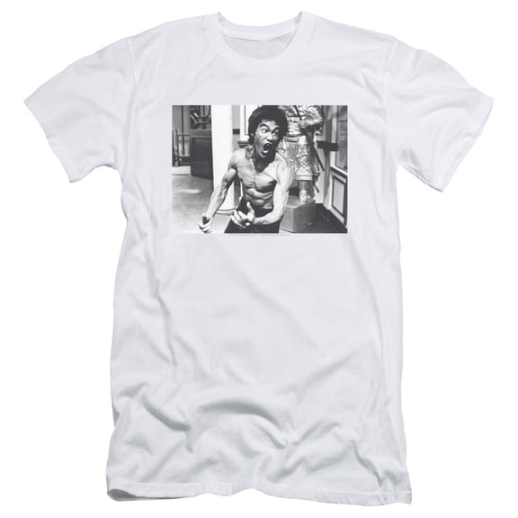 Bruce Lee Full Of Fury S/S Adult 30/1 T-Shirt White