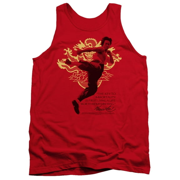 Bruce Lee Immortal Dragon Adult Tank Top Red