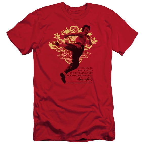 Bruce Lee Immortal Dragon S/S Adult 30/1 T-Shirt Red