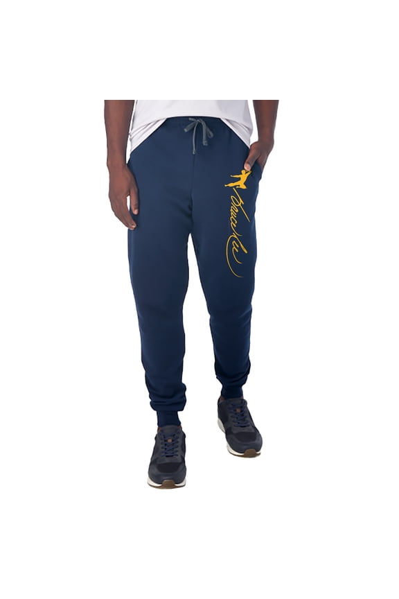 Jumping Man Signature Unisex Jogger Sweatpants with Pockets for Men and Women, Navy, Medium