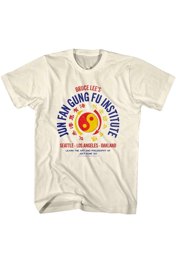 Bruce Lee Gung Fu Institute Logo Men's T Shirt (Ivory, AdultS)