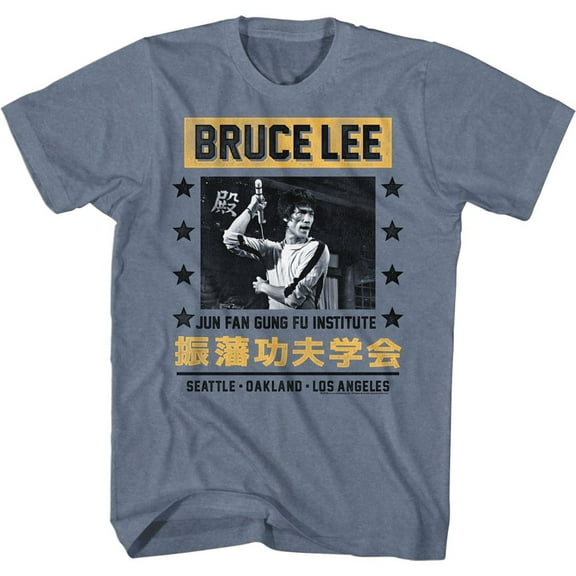 Bruce Lee Jun Fan Jeet Kune Do Indigo Heather Adult T-Shirt