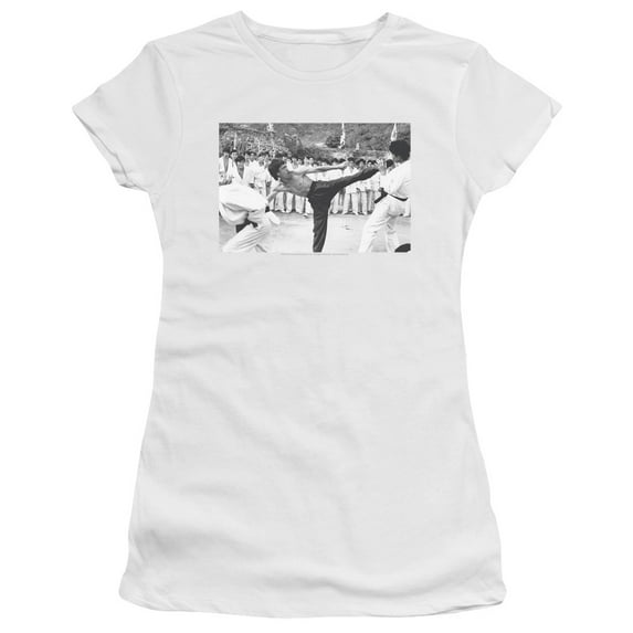 Bruce Lee Kick To The Head S/S Junior Women's T-Shirt Sheer White
