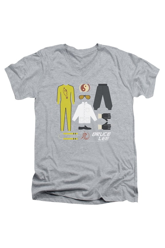 Bruce Lee Lee Gift Set S/S Adult V-Neck T-Shirt 30/1 T-Shirt Athletic Heather