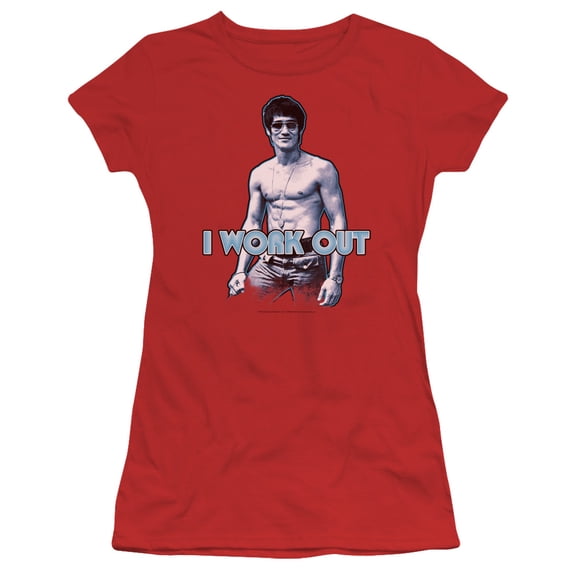 Bruce Lee - Lee Works Out - Juniors Teen Girls Cap Sleeve Shirt - Medium