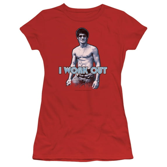 Bruce Lee - Lee Works Out - Juniors Teen Girls Cap Sleeve Shirt - Small