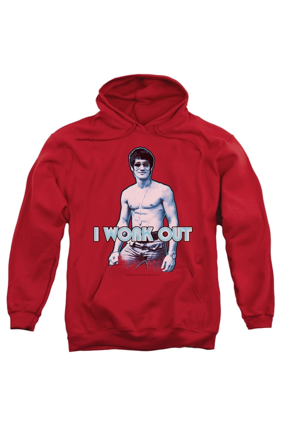 Bruce Lee Lee Works Out Adult Pullover Hoodie Sweatshirt Red