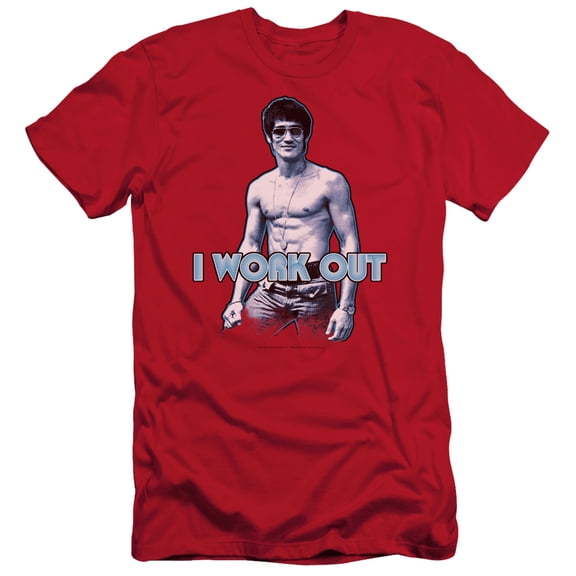 Bruce Lee Lee Works Out S/S Adult 30/1 T-Shirt Red