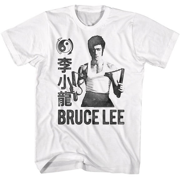 Bruce Lee Monochrome Stacking White Adult T-Shirt