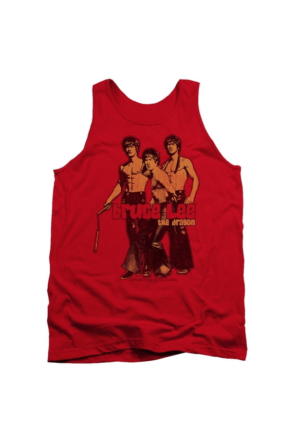 Bruce Lee Nunchucks Adult Tank Top Red