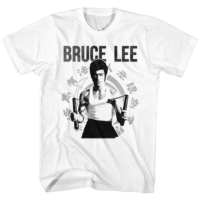 Bruce Lee Nunchucks Chinese Characters Men's T Shirt Kung Fu Martial