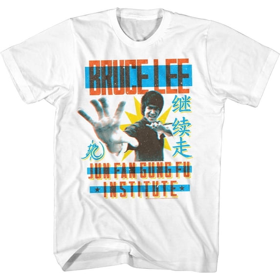 Bruce Lee Poster Primaries White T-Shirt