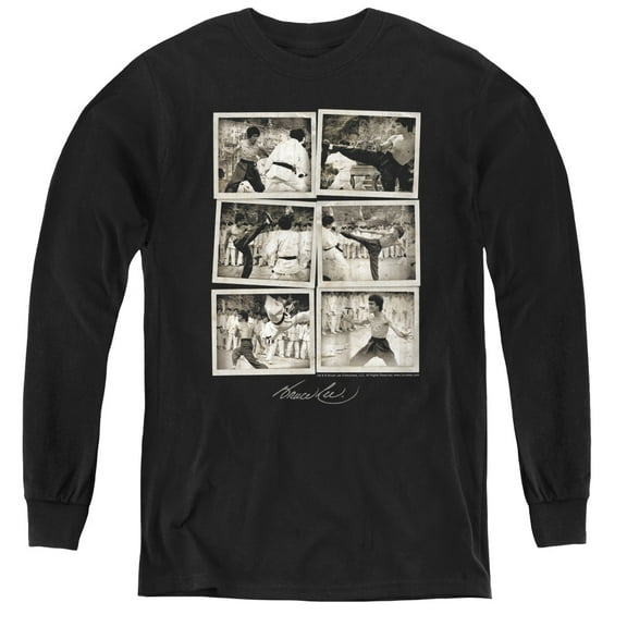 Bruce Lee Snap Shots Youth Long Sleeve T-Shirt Tee Black