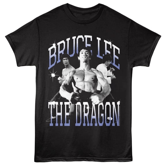 Bruce Lee Dragon Triple Threat Men's T Shirt (Black, AdultXL)