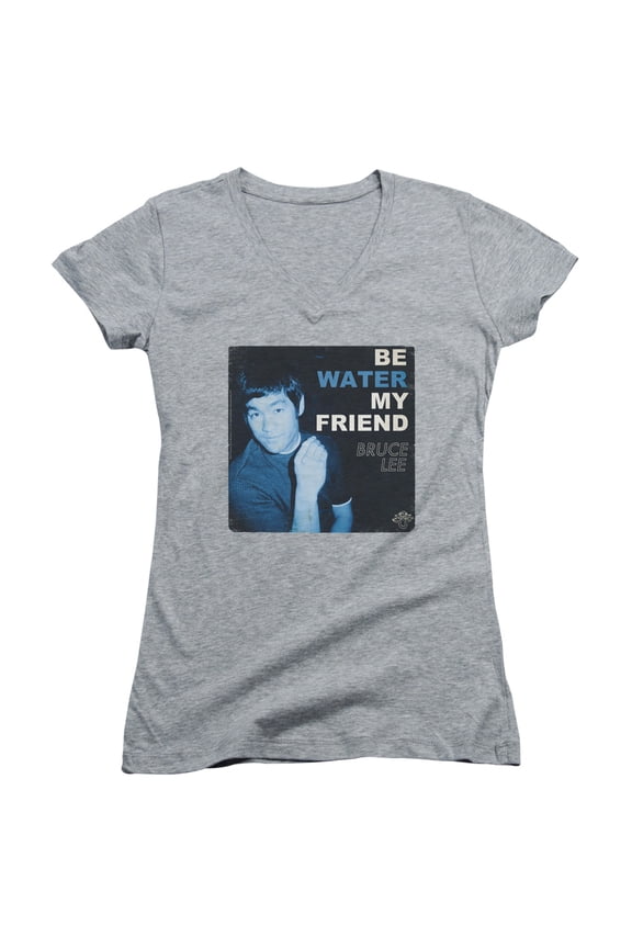 Bruce Lee Water Junior Women's T-Shirt V-Neck Athletic Heather