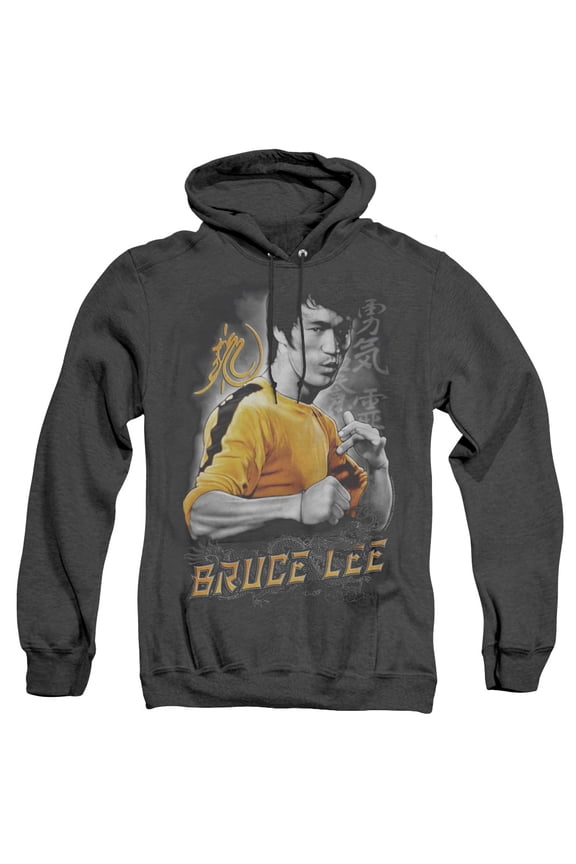 Bruce Lee Yellow Dragon Adult Heather Hoodie Sweatshirt Black
