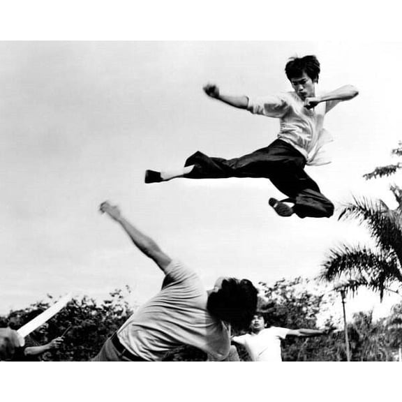 Bruce Lee in the air in kung fu action 1972 Fists of Fury 24x36 inch poster