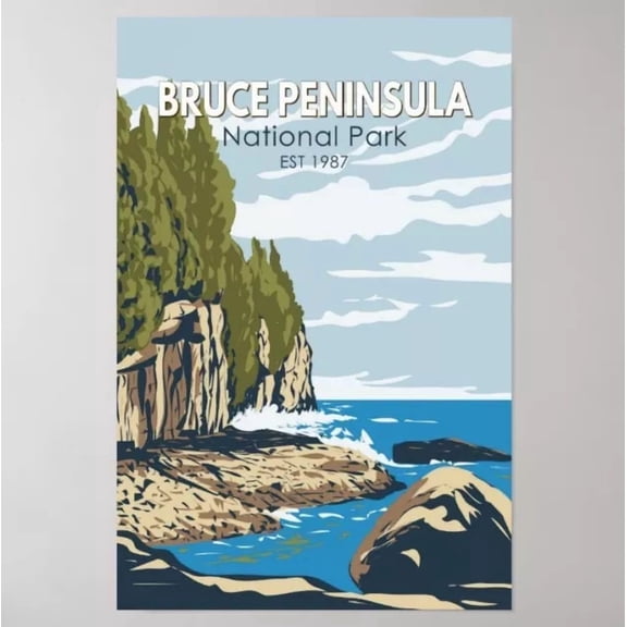 Bruce Peninsula National Park Canada Travel Art Poster Home Decor Vintage Art Print Cute Birthday Gift Wall Art