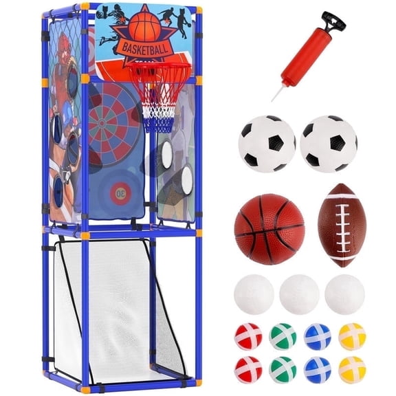 Bruce&Shark 5-in-1 Multi-Sport Toss Game Set, Play Football, Baseball, Basketball, Soccer, and Darts - Lightweight and Portable