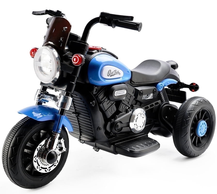 Bruce&Shark Kids Electric Motorcycle Ride-on Toy with Headlights, 3 Wheels Dual Motor Car for Children Boys Girls Blue