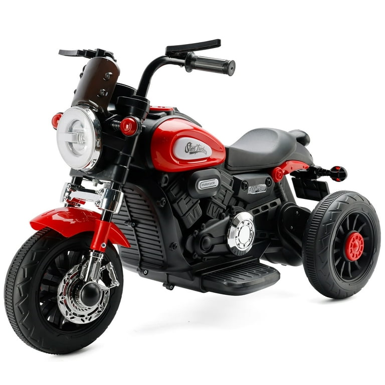 Bruce&Shark Kids Electric Motorcycle Ride-on Toy with Headlights, Wheels  Dual Motor Car for Children Boys Girls Red