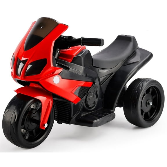 Bruce&Shark Kids Ride on Motorcycle Toy, Electric Dirtbike Three Wheels Bike with Remote Control, Music and Headlight for Toddler, Red Stroller Substitute Pull Vehicles
