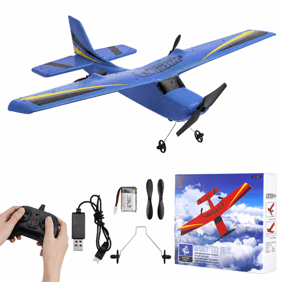 Bruce&Shark RC Airplane, RC Plane Ready to Fly, Z50 2 Channels 2.4GHz Remote Control Airplane, Easy to Fly RC Glider for Beginner, Blue