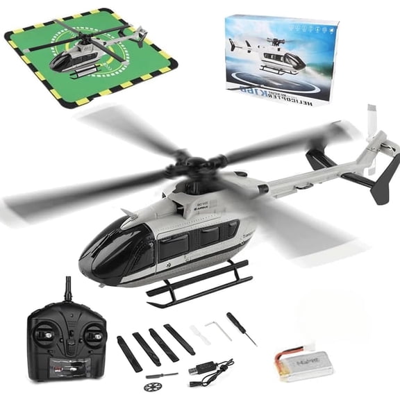 Bruce&Shark RC Helicopter WL K160, 6-Axis Gyro 1:32 Scale EC-145 160-Class 4CH 2.4GHz Flybarless Aircraft with Altitude Hold & One-Key Take Off/Landing & Adjustable Throttle – RTF