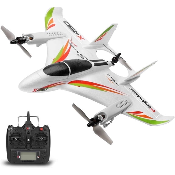 Bruce&Shark WLtoys XK X450 RC Airplane, 2.4G Remote Control 6 Channel Brushless Motor Aircraft, Vertical Takeoff LED RC Glider Fixed Wing Plane RTF For Adult Child Kid Teen