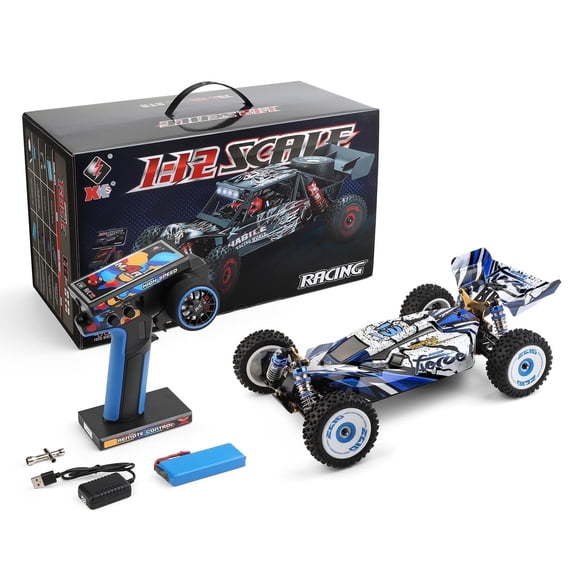 Bruce&Shark wltoys 119MPH Remote Control Car with Brushless Motor, Wltoys 124017 RC Car New V2 for Adults,Top Speed 4WD 1:12 Buggy with Metal Chassis,Gift for Kids (RTR)