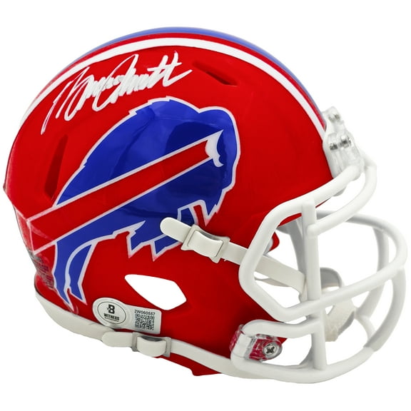 Bruce Smith Autographed Buffalo Bills Red Throwback 1987-2001 Speed Mini Helmet Beckett BAS Witness 233777