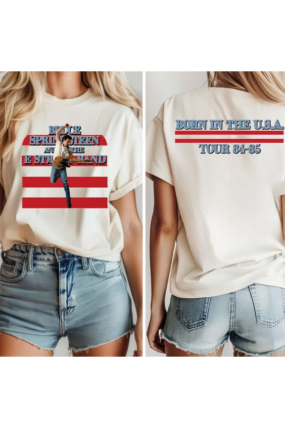Bruce Springsteen Retro Born In The U.S Tour Tee T-shirt Sizes S-5XL Goldengate