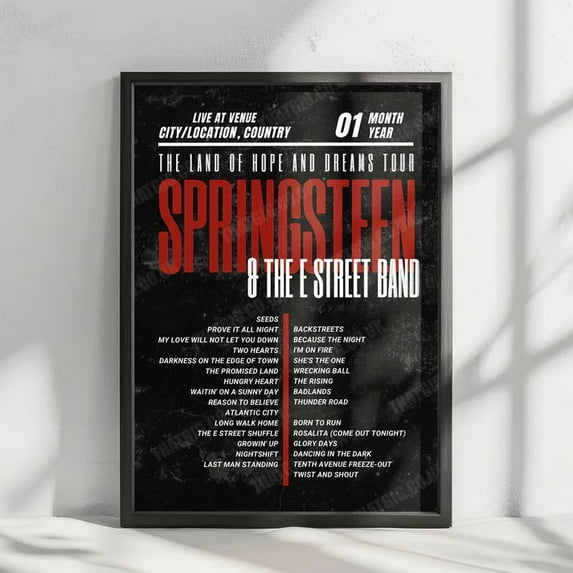 Bruce Springsteen Setlist Poster - Anfield, Liverpool - June 4th, 2025 Size 24''x36'' Goldengate